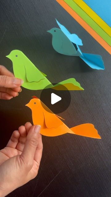 CraftISH corner on Instagram: "Simple paper birds   Transforming paper into little wings of joy! ✂️🕊️ @craftishcorner  Follow for more! . . . . . . #paperbirds #bird #birds #birdart #birdcraft #diybird #howtomake #paper #paperdiy #papercutting #paperideas #papercrafts #crafts #preschoolcrafts #preschool #diyideas #papercrafting #paperartist #paperart #create #paperlover #paperdecor #paperanimals #simplepapercraft #craftlove" Diy Paper Birds Craft Ideas, How To Make Birds With Paper, 3d Bird Craft, Paper Birds Craft, Paper Plate Bird, Paper Birds Diy, Bird Crafts For Kids, Pigeon Craft, Bird Crafts Preschool