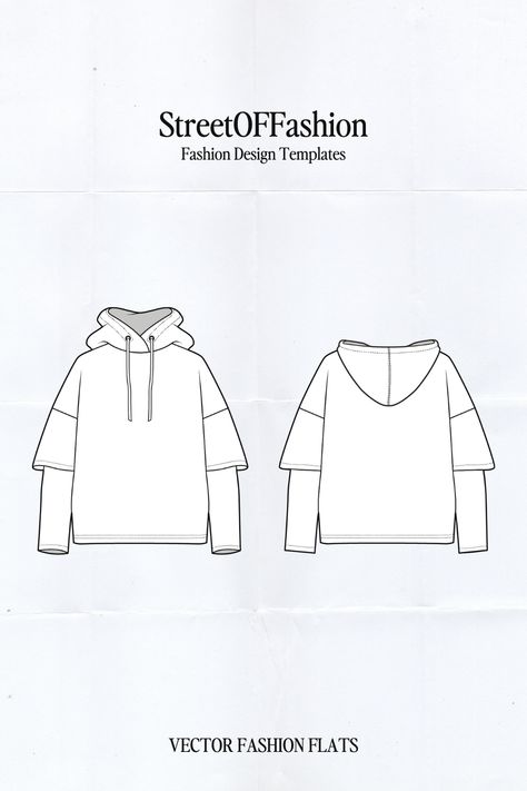 StreetOFFashion | Streetwear Design Templates for Fashion Labels Fashion Start-ups Download this Premium Vector technical fashion illustration, and discover more than on StreetOFFashion. Front and back perfect for fashion designers, drawing, sketching and clothing brands. Hoodie Design Drawing, Hood Technical Drawing, Streetwear Fashion Illustration, Oversized Hoodie Template, Oversized Shirt Technical Drawing, Hoodie Tech Pack, Flat Fashion Sketch, Fashion Technical Drawing, Oversized Hoodie Technical Drawing