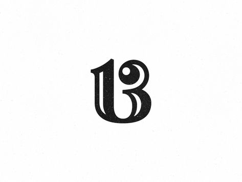 13 by Kakha Kakhadzen Number 13 Tattoos, Numbers Typography, Handwritten Type, Number Ideas, Beginner Tattoos, Number Logo, 13 Tattoos, Lucky 13, Logo Number