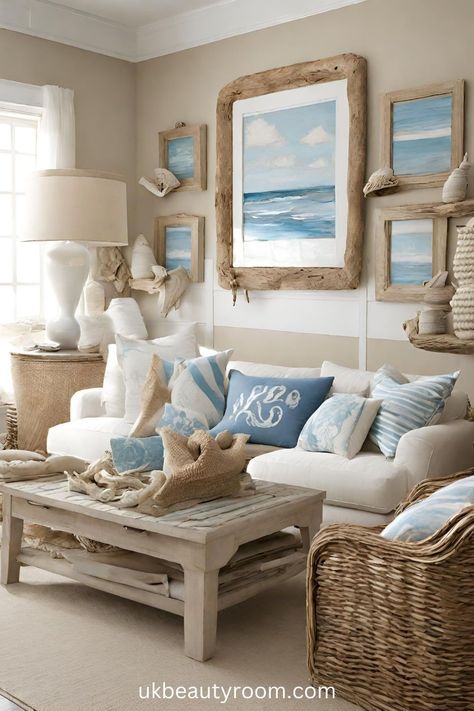 Chic Bedrooms, Beach Theme Living Room, Coastal Dining Room, Beach House Living Room, Cozy Nooks, Beach House Interior Design, Coastal Room, Small Living Room Ideas, Casa Country