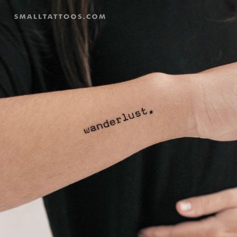 Typewriter Font Style 'Wanderlust' Temporary Tattoo (Set of 3) Fonts for tattoos #fontsfortattoos tattoo #tattoo tattoos #tattoos fonts #fonts font #font 7.72 Date Of Birth Tattoos Ideas Fonts, Name Tattoos On Neck, Typewriter Tattoo, Tattoo Font Styles, Number Tattoo Fonts, Fonts For Tattoos, Tattoos Fonts, Typography Tattoo, Cute Tats