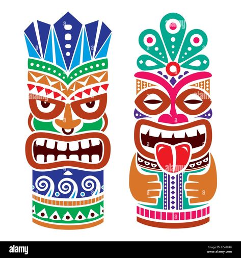 Folk Art Background, Vejigante Mask, Tiki Pole, Tiki Masks, Weird Sea Creatures, Vector Graphics Illustrations, Statue Decor, Mask Shapes, Tiki Mask