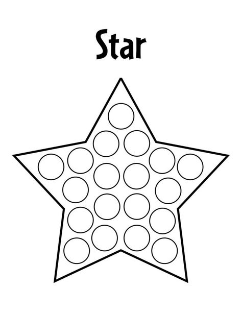 Star Activities, Marker Coloring Pages, Marker Coloring, Shape Activities Preschool, Printable Shapes, Dot Worksheets, Printable Star, Free Preschool Printables, Preschool Coloring Pages