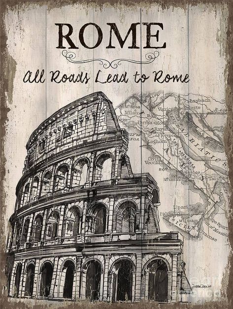 Vintage Travel Poster Art Print by Debbie DeWitt - Fine Art America Augustus Caesar, Roman Civilization, Rome Art Print, Fall Of Constantinople, Rome Art, Skyline Painting, The Roman Empire, Italy Map, Italy Art