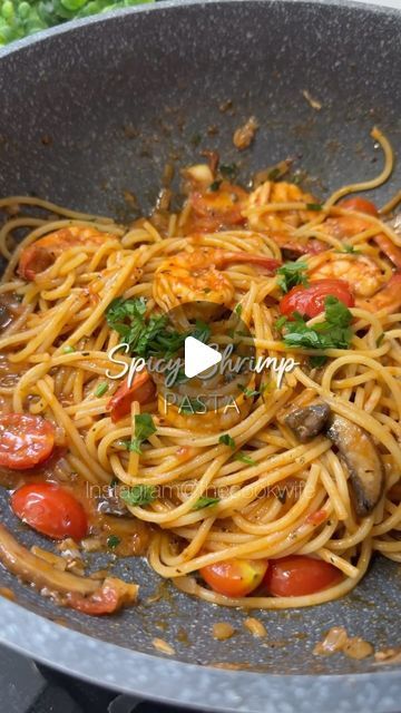 The Cook Wife 🧕🏻 on Instagram: "Spicy Shrimp Pasta🌶️🦐 ni mcm ala2 Arabiatta..feveret sangat ♥️

💙Recipe💙

🔹Spaghetti (rebus bersama air dengan garam sikit)
🔹Udang
🔹Cajun spices
🔹Black pepper
🔹Olive oil
🔹1 labu bawang besar 
🔹5-6 ulas bawang putih
🔹Basil herbs
🔹Butter
🔹Cendawan butang
🔹Tomato puree/Sos pasta
🔹Air rebusan pasta
🔹Mushroom seasoning
🔹Garam
🔹Fresh parsley
🔹Cherry tomato

#recipes #pasta #spaghetti #thecookwife" Spicy Shrimp Pasta, Basil Herb, Shrimp Pasta, Herb Butter, Fresh Parsley, Cherry Tomatoes, Spaghetti, Stuffed Mushrooms, Herbs