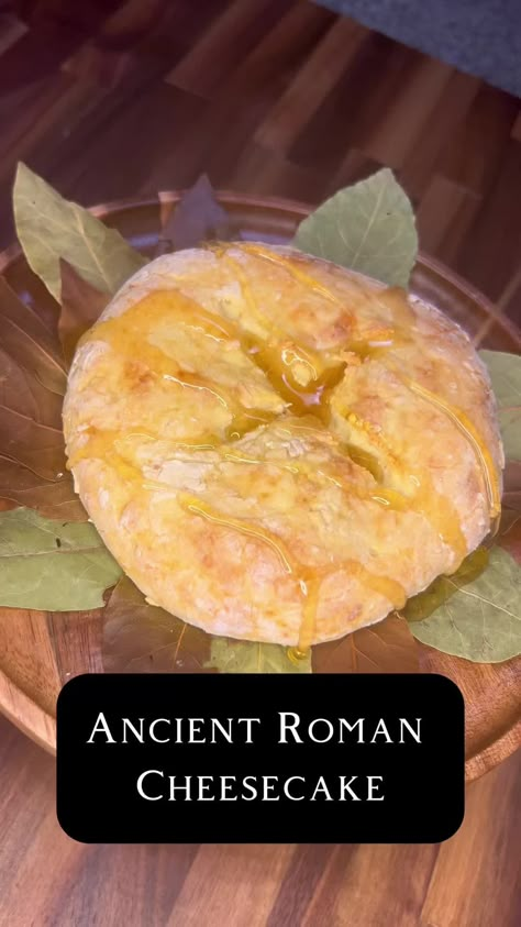 Libum: Ancient Roman Cheesecake Libum Recipe, Roman Food Recipes, Ancient Roman Recipes, Hobbit Food Recipes, Midevil Recipes, Chemistry Kitchen, Roman Feast, Hobbit Recipes, Hobbit Feast