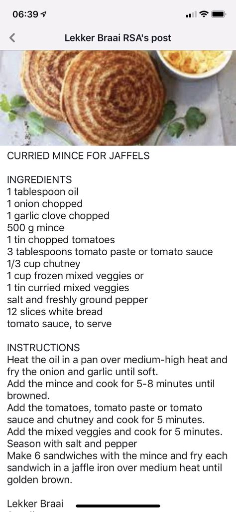 Jaffel Fillings Recipes, Jaffels With Mince, Vinnige Maklike Aandetes, Vetkoek Filling Ideas, South African Recipes Afrikaanse Resepte, Maalvleis Geregte, Easy Homemade Pizza, Kids Cooking Recipes, Mince Recipes