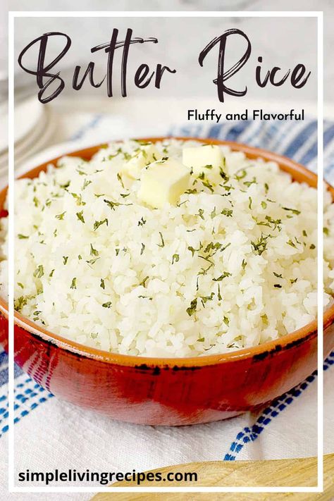 Butter Rice Butter Rice Recipe, Onion Rice Recipe, Buttered Rice Recipe, Stick Of Butter Rice, Garlic Butter Rice, Buttery Rice, White Rice Recipes, Cheesy Rice, Bell Pepper Recipes