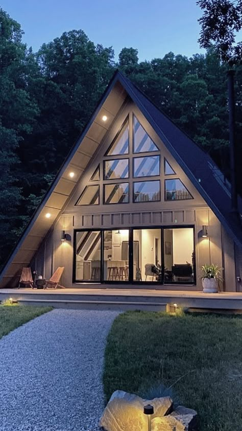 A-frame Interior, A Frame Cabin Plans, Triangle House, A Frame House Plans, Frame Cabin, Cabin Exterior, Model House Plan, Frame House, A Frame Cabin