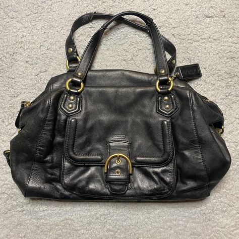 Woman’s Coach Black Campbell Satchel Shoulder Bag... - Depop Coach Campbell Bag, Vintage Coach Bag, Dream Bag, Coach Leather Bag, Handbag Essentials, Vintage Coach Bags, Girly Bags, Pretty Bags, Black Leather Bags