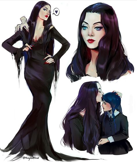 Wednesday Addams Mom, Wednesday And Morticia, Morticia And Wednesday Addams, The Addams Family Morticia, Morticia Wednesday, Goth Goddess, Percy Hynes White, Addams Family Wednesday, Carolyn Jones