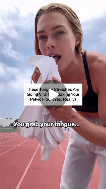 Well+Good on Instagram: "Tongue stretches to release tension in your pelvic floor? *Actually* groundbreaking. Olympian Colleen Quigley (@steeple_squigs) who ran for Team USA at the 2016 Rio Olympics swears by the technique—and, surprisingly, so do some pelvic-floor experts. To understand the connection between your mouth and your pelvic floor, head to the link in our bio, then try them out yourself with tips from a pelvic-floor therapist." Face Stretches, Pelvic Floor Release, Colleen Quigley, Pelvic Health, Workout Beginner, Release Tension, Pelvic Floor Exercises, Floor Exercises, Mad Science