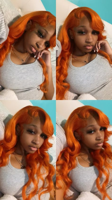 Orange Wig Install, Ginger Bob Wig, Bob Wig Install, Ginger Bob, Orange Wig, Black Hair Wigs, Teenage Hairstyles, Frontal Wig Hairstyles, Creative Hair Color