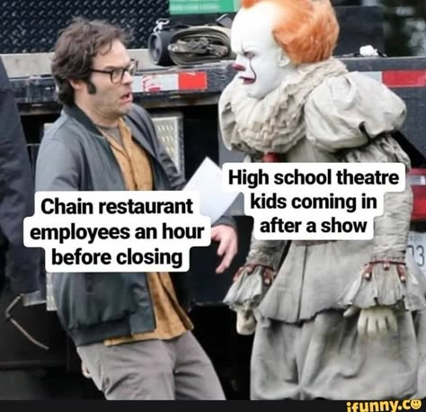 High school theatre " kids coming in – popular memes on the site iFunny.co #theatre #artcreative #high #school #theatre #coming #pic Theater Humor, Theater Jokes, Theater Funny, Musical Theatre Jokes, High School Theatre, Theater Kid, Theatre Kid Problems, Theatre Kids Funny, High School Memes