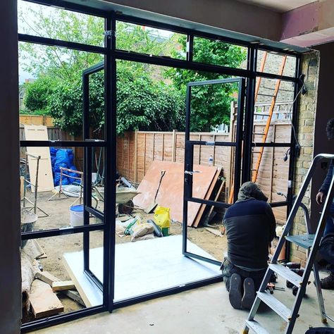 News item: Crittal style doors are in - Hometales Blog Crittal Doors Extension, Victorian Patio Doors, 1930s House Extension, Ground Floor Extension, External Sliding Doors, Crittal Doors, Aluminium French Doors, Summer House Interiors, Crittal Windows