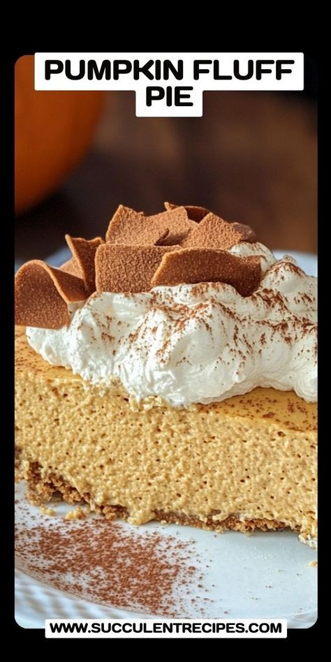 Try this Easy Pumpkin Fluff Pie Recipe for a quick and delicious dessert! With minimal preparation and no baking required, this pie is perfect for busy occasions. The creamy pumpkin filling with a hint of cinnamon and nutmeg adds a tropical twist, making it a great treat for family gatherings or holidays. No Bake Pumpkin Mousse Pie, Pumpkin Dream Whip Pie, Pumpkin Pie Fluff Recipe, Pumpkin Chiffon Pie No Bake, Pumpkin Pie Mini Pies, Pumpkin Cloud Pie, Pumpkin Pie Filling Recipe Desserts, Pumpkin Fluff Pie Recipe, Healthy Pie Recipe