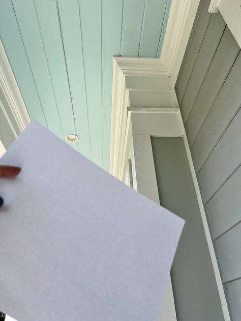 The 10 Best Haint Blue Porch Ceiling Paint Colors - Kylie M Interiors Haunt Blue Porch Ceiling, Haint Blue Sherwin Williams, Accent Ceiling Paint, Porch Ceiling Paint Colors, Best Haint Blue, Dutch Boy Paint Colors, Haint Blue Porch, Dusty Blue Paint, Haint Blue Porch Ceiling