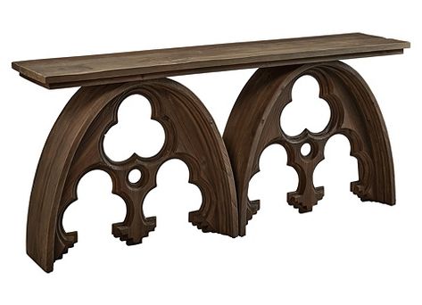 History Notebook, Console Furniture, Wood Arch, Opulent Interiors, Gothic Cathedrals, Gothic Cathedral, Reclaimed Pine, Wood Console Table, Wood Console