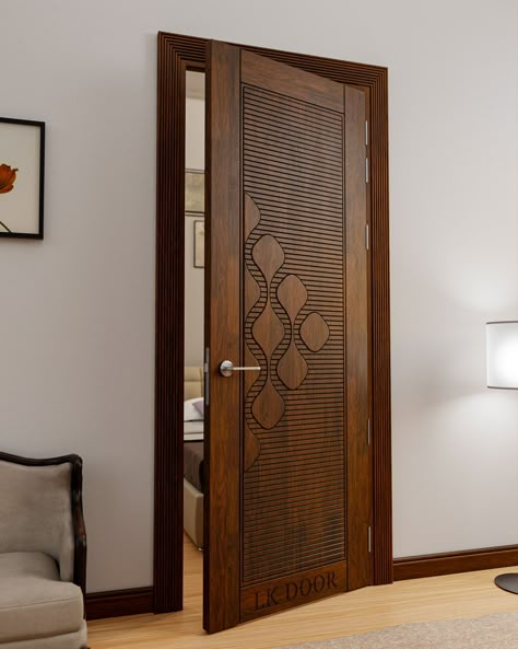 LK 692 This intricately designed wooden door adds a touch of sophistication to any room. With its complex detailing and premium wood craftsmanship, it offers both elegance and durability, making it a stunning centerpiece in your interior space. 🚪✨  📞 (+91) 8447141141 . . . #LKDoor #doors #doorsofinstagram #maindoor #luxurydoors #interior #interiorstyling #designer #design #designs #doorframe #Bedroom #teakdoor #furniture #architecture #architect #Bathroom #homedecor #homeinterior #woodendoor Main Door Single Door Designs, Room Door Design Bedrooms, Grill Doors, Door Window Design, Teak Doors, Latest Door Designs, Wooden Door Entrance, Door And Window Design, House Front Door Design