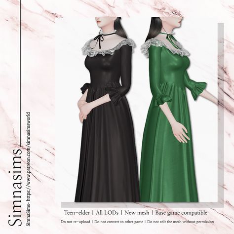 Sims 4 Historical Clothes, Sims 4 Cc Victorian Sleepwear, Sims 4 Victorian Cc Maxis Match, Victorian Era Sims 4 Cc, 1800s Dresses Poor, Sims Victorian, Midevil Dress, Sims World, Mother Miranda