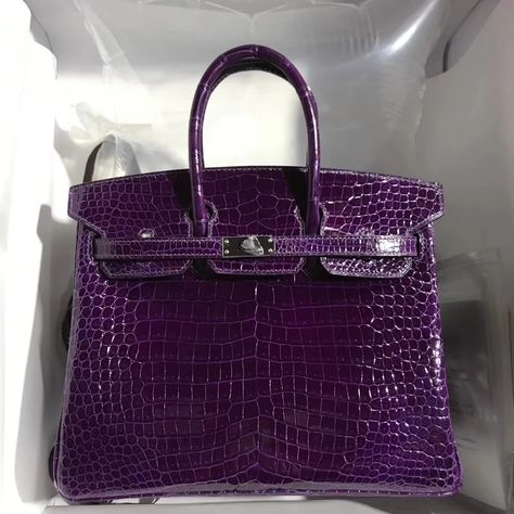 Luxury Hermes 9G Amethyst Purple Porosus Shiny Crocodile Birkin Bag25CM — Hermes Crocodile Birkin Bag Hermes Crocodile Birkin, Luxury Purses Hermes Birkin, Violet Bag Outfit, Large Birkin Bag, Purple Designer Bag, Birkin Bag Design, Crocodile Birkin Bag, Hermes Purple Bag, Purple Birkin Bag