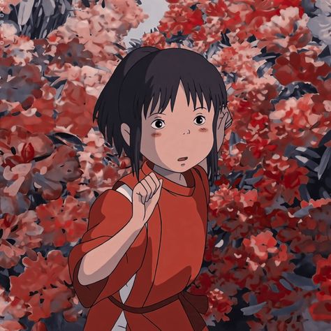 Ghibli icons Chihiro Ogino, Ghibli Icons, Red Studio, Art Studio At Home, Screen Icon, Cute Galaxy Wallpaper, Pfp Icons, Red Wallpaper, Anime Angel