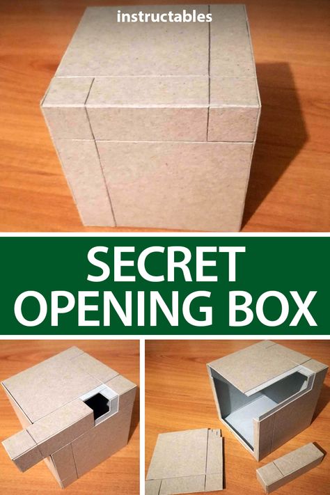 Using cardboard, make a simple secrete opening box that requires certain parts moved in the right order to reveal the compartment inside. #Instructables #reuse #toy #upcycle #hidden Box Making, Escape Box, Escape Room Diy, Escape Room For Kids, Escape Room Puzzles, Spy Party, Secret Box, Cardboard Box Crafts, Secret Compartment