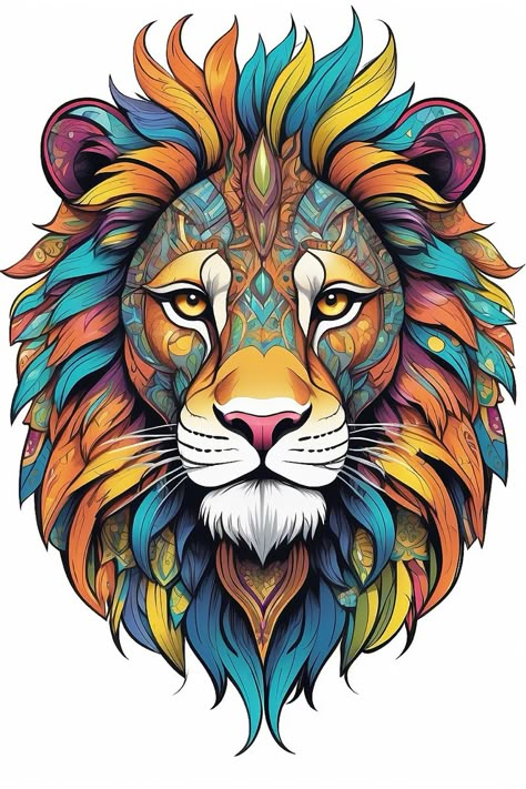 Celtic Lion, Lion Head Drawing, Lion Face Drawing, Lion Mandala, Geometric Face, Flying Tattoo, Creative Wall Painting, Lion King Art, Illustration Art Design