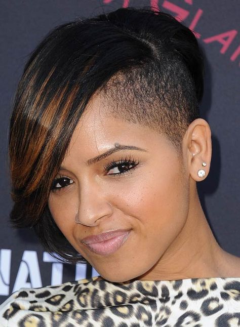 Bald Hairstyles - Partially Shaved Bob If you are still wondering how to look trendy just by going bald, here is your answer. Get a short stacked bob with shaved one side and add a few streaks of dark brown hair to that long black side-swept bang. One Side Bob Haircut, One Side Shaved Hairstyles Black Hair, Shaved Side Bob, Side Shaved Hairstyles Medium, Shaved Side Hairstyles African American, One Side Shaved Hairstyles, Bob With Shaved Side, Bald Hairstyles, Asymmetrical Haircuts