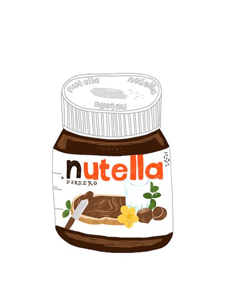 Nutella Food Cartoon, Deli Food, Nutella Bottle, Cafe Food, In A Heartbeat, Nutella, Food Art, Painting & Drawing, Illustration Design