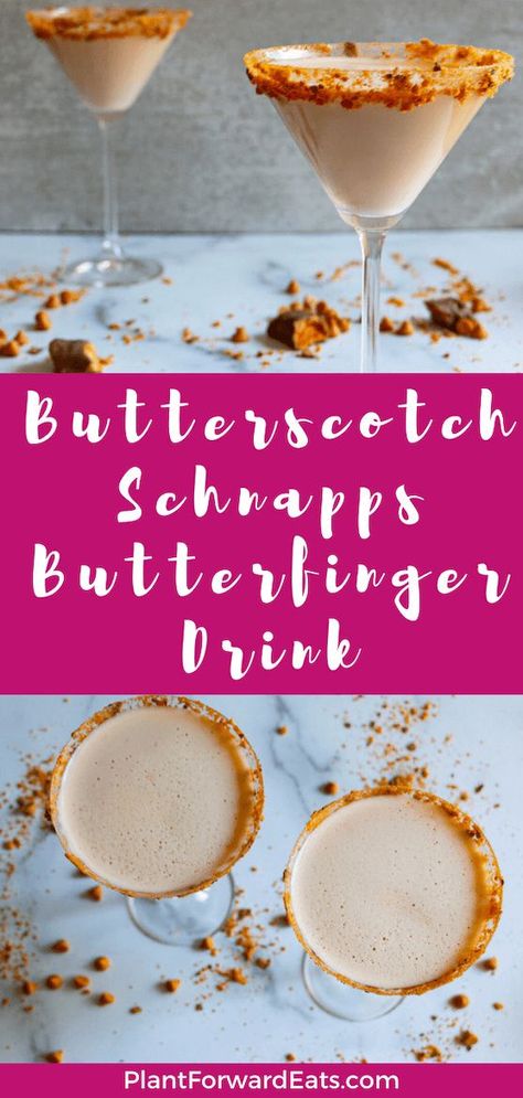 Love spiked hot chocolate? This Butterfinger drink recipe will become a favorite Butterfinger dessert. It's one of the easiest butterscotch drinks & butterscotch schnapps drinks! #butterscotch #hotchocolate #butterfingers #whitechocolate #halloweencandy Butterscotch Drinks Alcohol, Drinks With Butterscotch Schnapps, Butterscotch Alcohol Drinks, Butterscotch Schnapps Drinks, Butterfinger Drink Recipe, Butterfinger Cocktail, Butterscotch Drinks, Butterscotch Schnapps Drinks Recipes, Butterfinger Drink