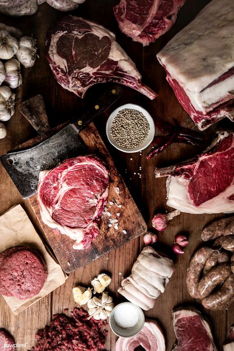 Cuts of beef food photography recipe idea | premium image by rawpixel.com / roungroat Meat Food Styling, Wellington Food, Christmas Food Photography, Charcuterie Meats, Cuts Of Beef, Raw Meat, Meat Shop, Beef Wellington, Beef Cuts