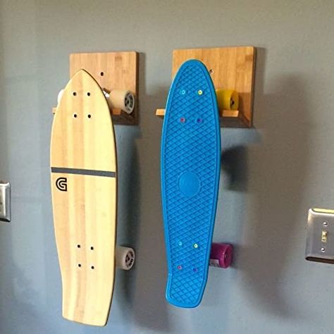 AmazonSmile : COR Surf Bamboo Skateboard Wall Rack | The Original Skate Mount for Storing Your Skateboard or Longboard Skate : Sports & Outdoors Original Skateboards, Skateboard Wall, Wall Rack, Wall Racks, Wall Storage, Room Ideas, Diy Furniture, Skateboard, The Original