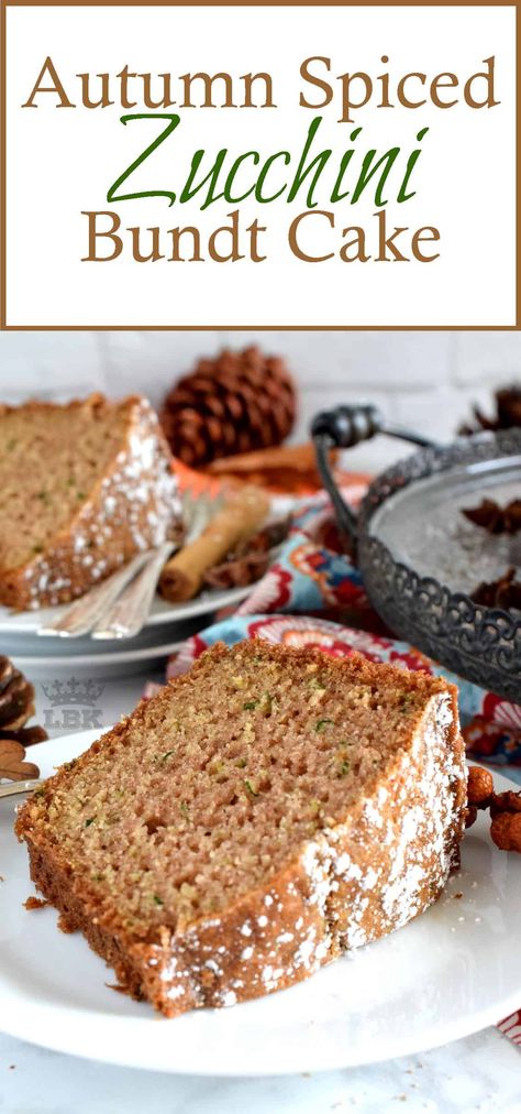 Fall Zucchini Recipes, Zucchini Bundt Cake Recipes, Pumpkin Zucchini Cake, Zucchini Breads, Zucchini Bundt Cake, Autumn Dishes, Spiced Zucchini, Zucchini Recipes Dessert, Zucchini Cake