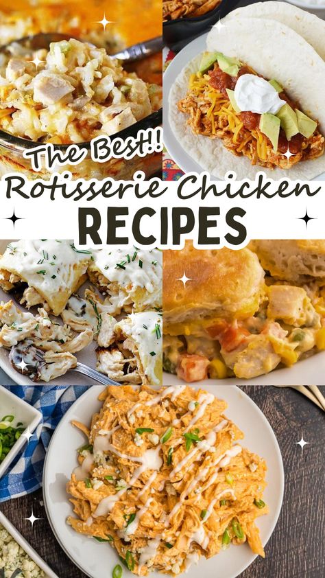 Dinner Rotisserie Chicken Meal Ideas, How To Use Rotisserie Chicken, Walmart Rotisserie Chicken Recipe, What Can I Make With Rotisserie Chicken, Rotisery Chicken Dishes, Quick Rotisserie Chicken Recipes, Costco Chicken Recipes Rotisserie, Rottiserie Chicken Recipes, What To Make With Rotisserie Chicken