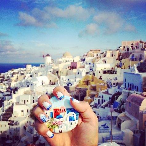 Greece inspired nails #nails #santorini #oia #graphic Nail Design For Greece, Nail Designs For Italy Trip, Greek Inspired Nail Art, Greek Vacation Nails, Greece Manicure, Greek Holiday Nails, Nails For Greece Vacation, Greek Inspired Nails, Greece Nails Designs