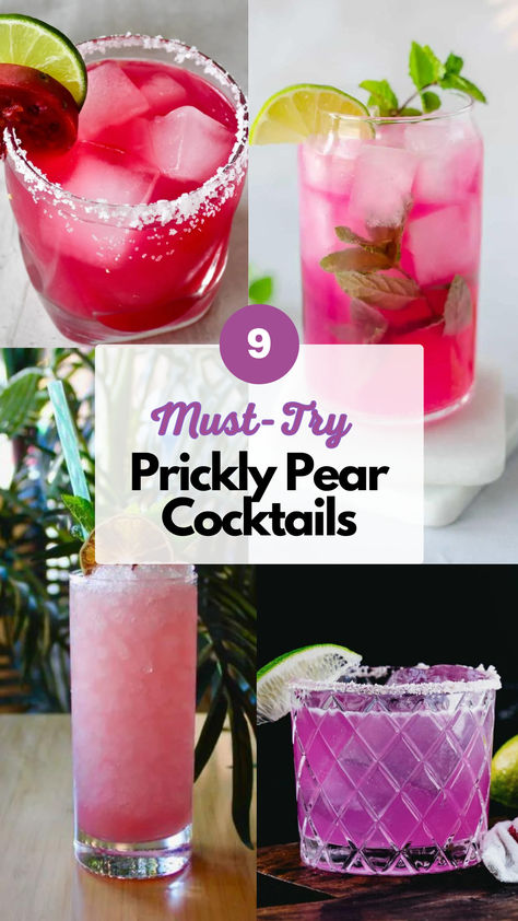 Prickly Pear Cocktails Prickly Pear Drink Cocktails, Prickly Pear Non Alcoholic Drinks, Prickly Pear Vodka Recipes, Prickly Pear Vodka Drinks, Prickly Pear Drink Recipes, Prickly Pear Drinks, Prickly Pear Cocktail Recipes, Prickly Pear Syrup Recipe, Pear Drink Recipes