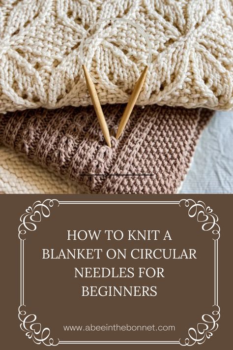 If you’re a new knitter, though, this might be your first large project. Maybe you’ve only ever knit with straight needles. If that’s the case, you’ll want to read this post for more information about how to knit a blanket with circular needles. It’s a much more comfortable approach that will save you wrist and arm pain down the line. Knitting In Round Patterns, How To Knit A Blanket With Needles, How To Read A Knitting Pattern, Knitting Circular Needles, Knitting A Blanket, First Knitting Project, Sweater Knitting Designs, Knit A Blanket, Knit Stitches For Beginners