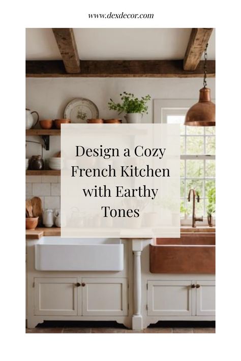 Cozy French kitchen with earthy tones, featuring a farmhouse sink and rustic decor. Villa Kitchen Design, Modern French Kitchen, Rustic French Kitchen, French Kitchen Design, Kitchen Flooring Trends, Villa Kitchen, Kitchen Interior Modern, French Style Kitchen, Kitchen Tile Inspiration