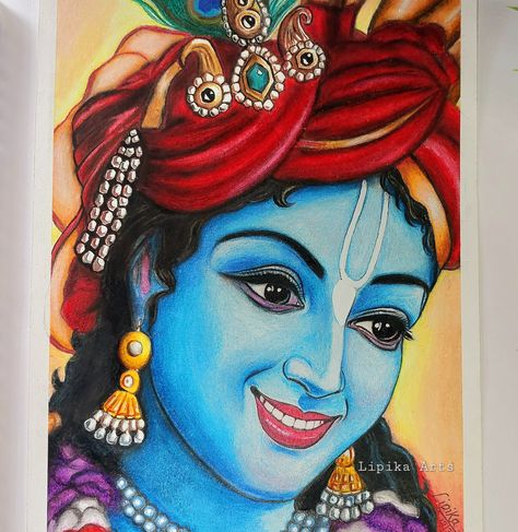 Radha Krishna Oil Pastel Drawing, Drawing Ideas Pastel, Radhe Krishna Drawing, Lord Painting, God Drawings, Meaningful Drawing Ideas, Meaningful Drawing, Bal Hanuman, God Drawing