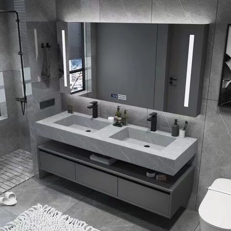 modern bathroom cabinet products, modern bathroom vanity products Modern Double Vanity Bathroom Ideas, Toilet Next To Sink Bathroom, Two Basins Bathroom, Bathroom Cabinet Vanity, Bathroom Units Ideas Cabinets, Bathroom Undermount Sinks, Bathroom Sink Design Ideas, Modern Bathroom Sink Ideas, Bathroom Basins Ideas