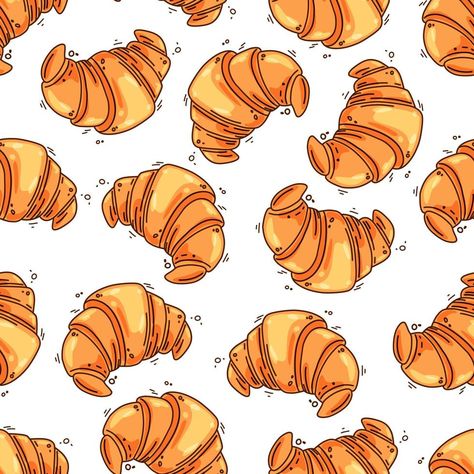 Candle Styling Photography, French Croissants, Background Screensavers, French Croissant, Food Sketch, Food Illustration Art, Food Patterns, Coffee Club, Bakery Logo