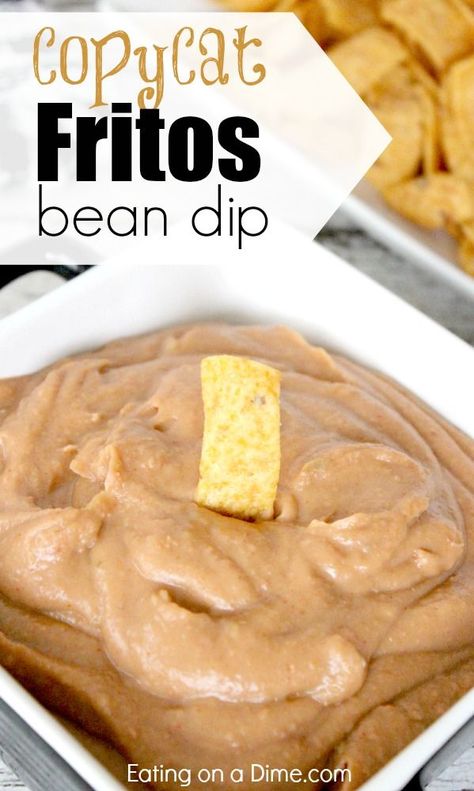 Copycat Fritos Bean Dip Recipe is easy to make and will save you a fraction of the cost of the store bought kind. In fact, you make make this recipe for less than $.50 Frito Bean Dip Recipe, Frito Bean Dip, Frito Lay Bean Dip, Fritos Bean Dip, Bean Dip Recipe, Chip Dips, Bean Dip Recipes, Dips And Snacks, Bowl Party Food