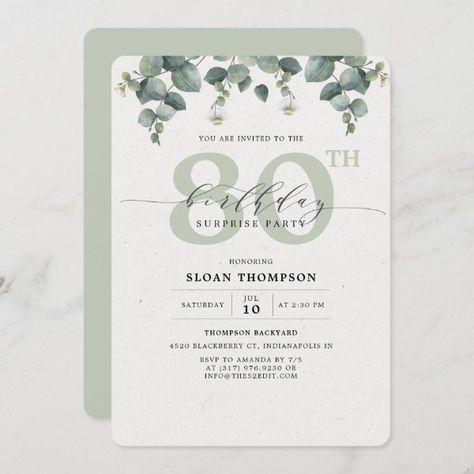 50th Birthday Surprise, Birthday Party Surprise, 90 Birthday, Surprise 50th Birthday Party, Greenery Flowers, Surprise Party Invitations, Surprise Birthday Invitations, 50th Birthday Invitations, 50th Birthday Cards