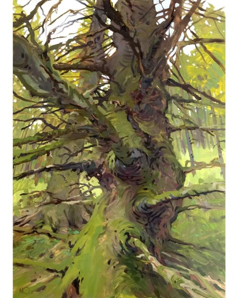 How To Paint Moss, Environmental Painting, Moss Painting, Moss Jacket, Painted Trees, Painting Trees, Tree Paintings, Abstract Tree Painting, Trees Painting