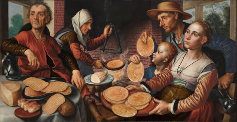 Pieter Aertsen, The Pancake Bakery, 1560, Rotterdam, Museum Boijmans Van Beuningen Easter Pancakes, Juan Sanchez Cotan, Scotch Pancakes, Giuseppe Arcimboldo, Shrove Tuesday, Image Chat, Images Vintage, Pancake Recipe, Rembrandt