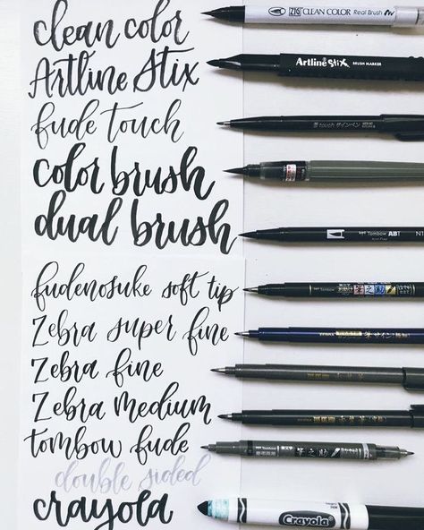 different types of handlettering pens from tombow to crayola Pen Lettering, Alfabet Font, Brush Pen Lettering, Crayola Markers, Calligraphy For Beginners, Hand Lettering Fonts, Hand Lettering Alphabet, Brush Pen Calligraphy, Sharing Economy