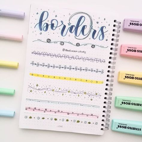 border ideas pt. 2 #notes #note #prettynotes #aesthetic #school #highlight #border #borders Lettering Stickers, Doodle Notes, Bullet Journal Notes, Math Notes, Dotted Notebook, Bullet Journal Mood, Bullet Journal Aesthetic, Signature Ideas, Pretty Notes