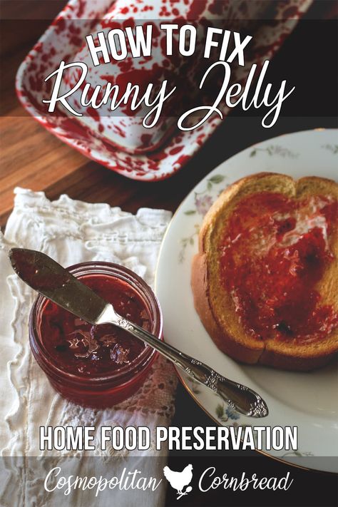 Jelly Did Not Set Up, What To Do When Your Jelly Doesn’t Set, How To Fix Runny Jam, How To Fix Runny Jelly, Cosmopolitan Cornbread, Peach Freezer Jam, Jam Maker, Food Canning, Jalapeno Jam