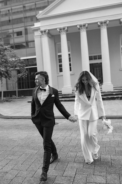 Registry Office Wedding Dress, Wedding Suits For Bride, City Hall Wedding Photos, Elopement Styled Shoot, Courthouse Wedding Photos, Bridal Suit, Perth City, Bride Suit, Women Suits Wedding